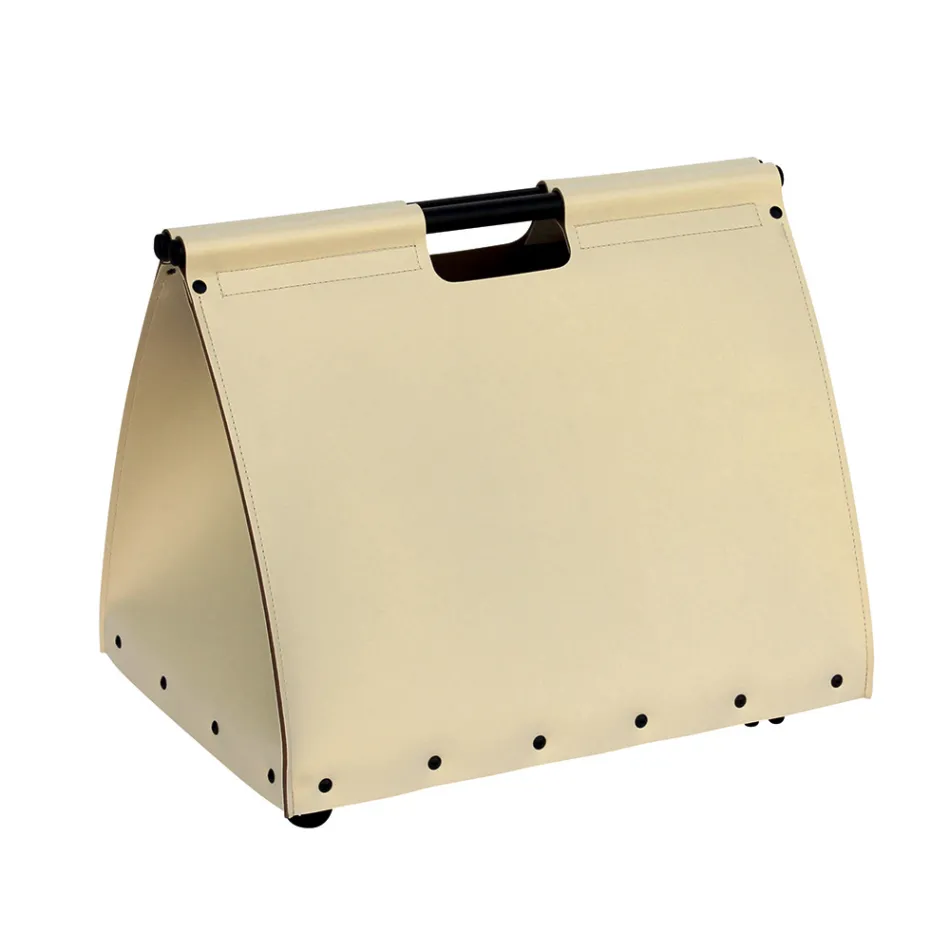 Brennholztasche aus Öko-Leder mit Rollen, hergestellt in Italien – Schnecke Viadurini