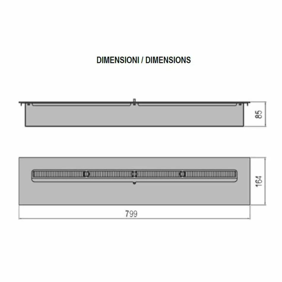 Linearer Handbrenner aus Edelstahl für Bioethanol-Kamin - Brandon Viadurini