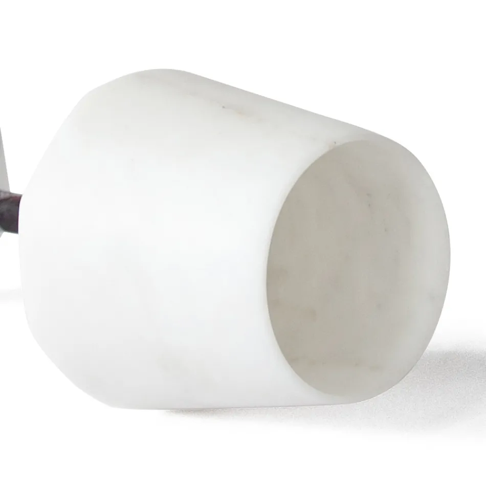 Weinglas aus mattweißem Carrara-Marmor und rotem Levanto - Caglio Viadurini