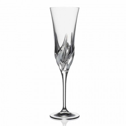 Champagnerflötenglas in ökologischem Kristall verziert 12 Stück - Advent Viadurini