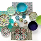 Wein- oder Wasserbecher aus farbigem oder transparentem Glas mit Dekorationen, 12 Stück - Rocca Viadurini