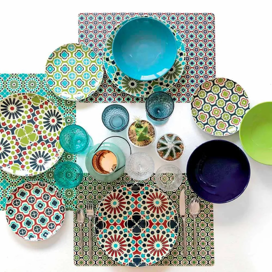 Wein- oder Wasserbecher aus farbigem oder transparentem Glas mit Dekorationen, 12 Stück - Rocca Viadurini