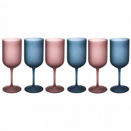 Farbige Weingläser aus Milchglas mit Eiseffekt 12 Stück - Norvegio Viadurini