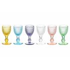 Likörkelche aus farbigem Glas und Rautendekoration 12 Stück - Brillo Viadurini