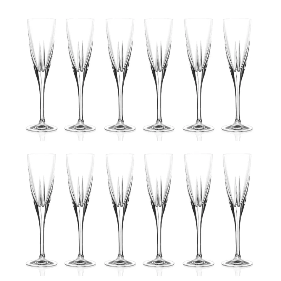 Flötengläser aus farbigem oder transparentem Öko-Kristall 12 Stück - Amalgam Viadurini