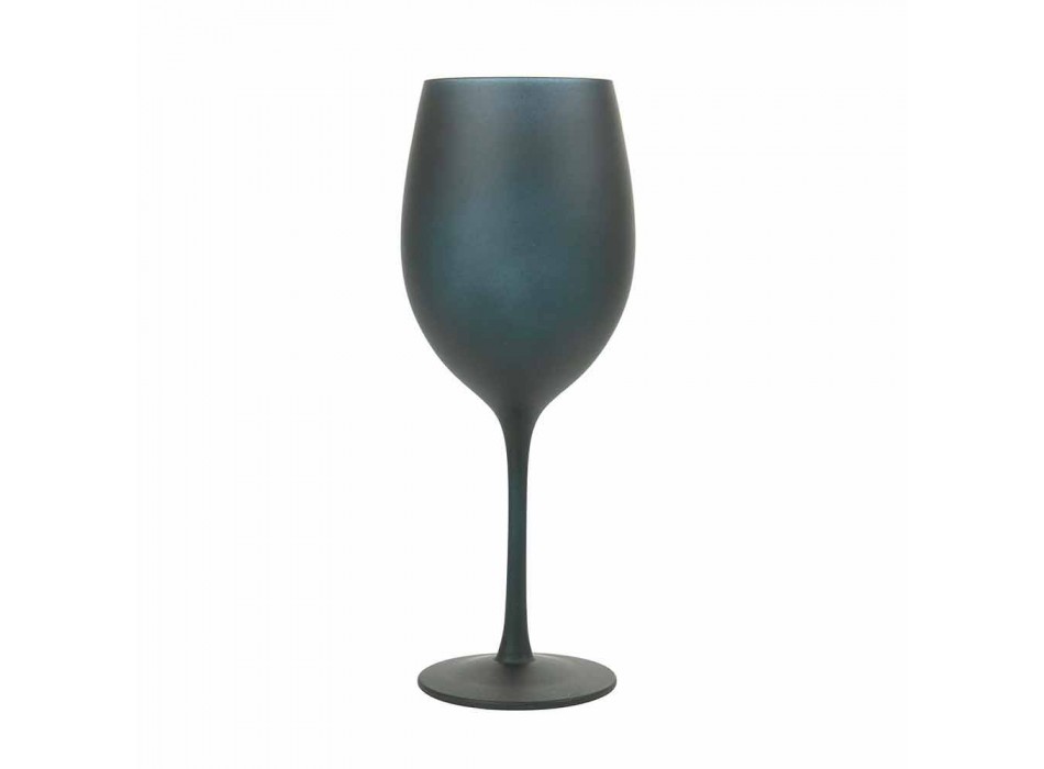 Rot- oder Weißweinbecher aus schwarzem Glas Full Service 12 Stück - Oronero Viadurini
