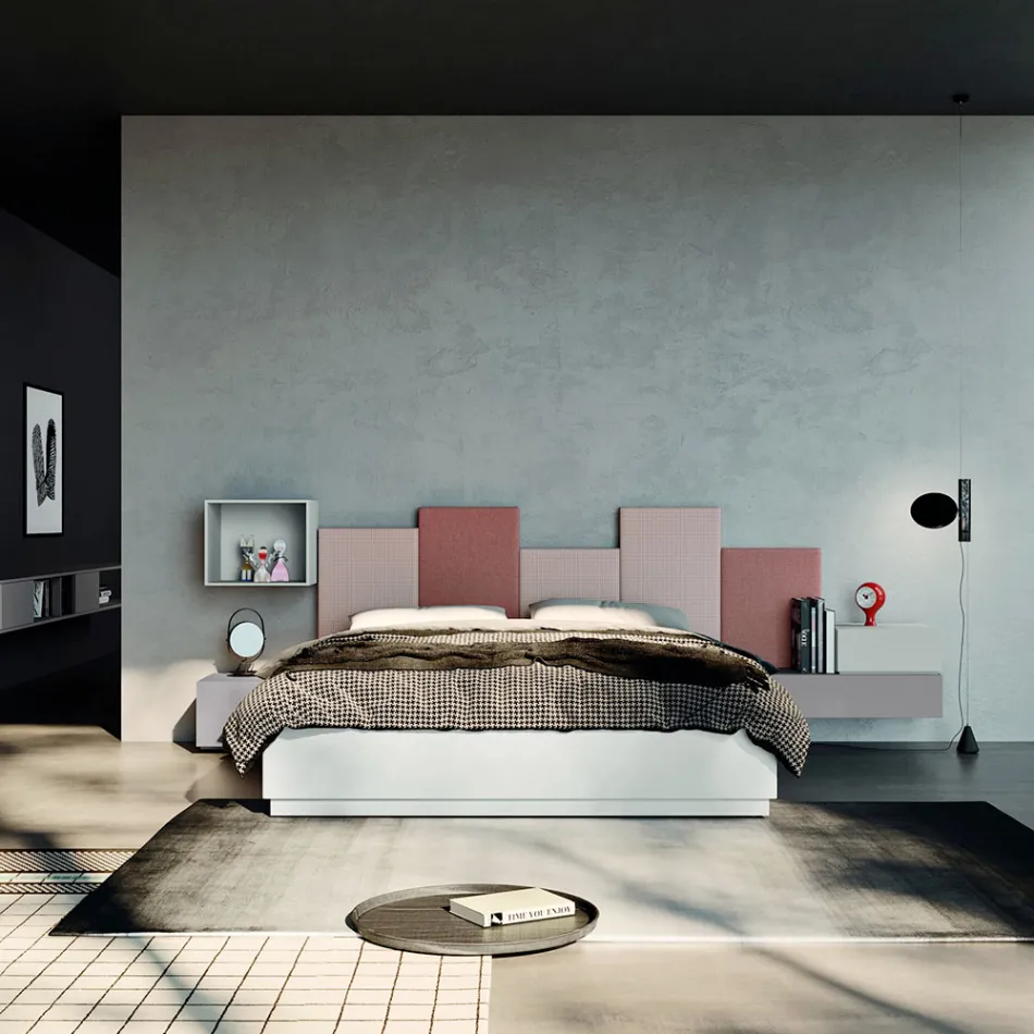 Komplettes Schlafzimmer mit 5 Elementen Made in Italy Hohe Qualität - Quarz Viadurini