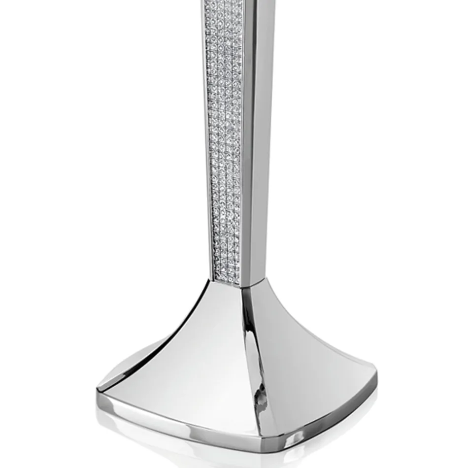 Luxuriöser 3-reihiger Kandelaber aus silbernem Metall mit Glitzer - Sbrillo Viadurini