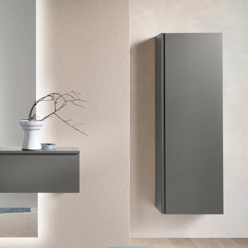 Lackierte Melamin-Garderobe mit MDF-Tür und Innenregal - Lunis Viadurini
