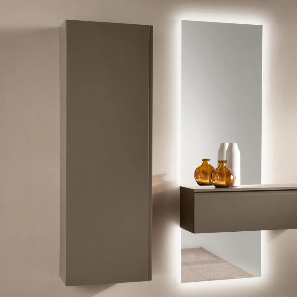 Lackierte Melamin-Garderobe mit MDF-Tür und Innenregal - Lunis Viadurini