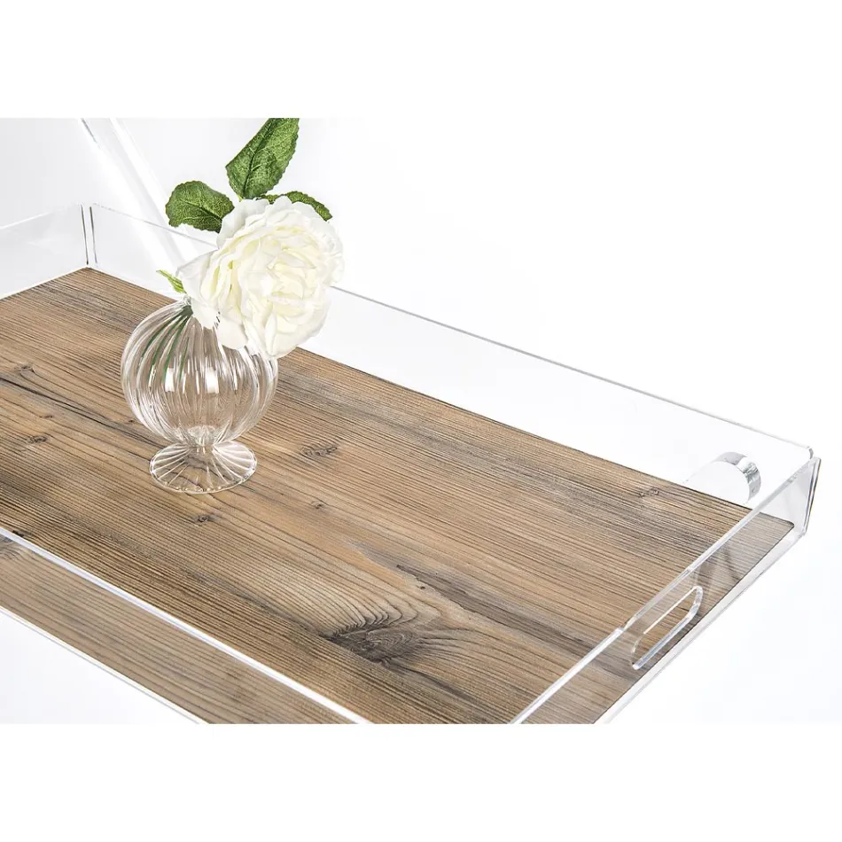 Küchenwagen 4 Rollen aus transparentem Plexiglas oder mit Holz - Magimbo Viadurini