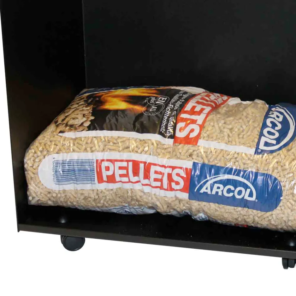 Pelletbeutel-Halterwagen aus Metall mit Rädern, hergestellt in Italien – Pinguino Viadurini