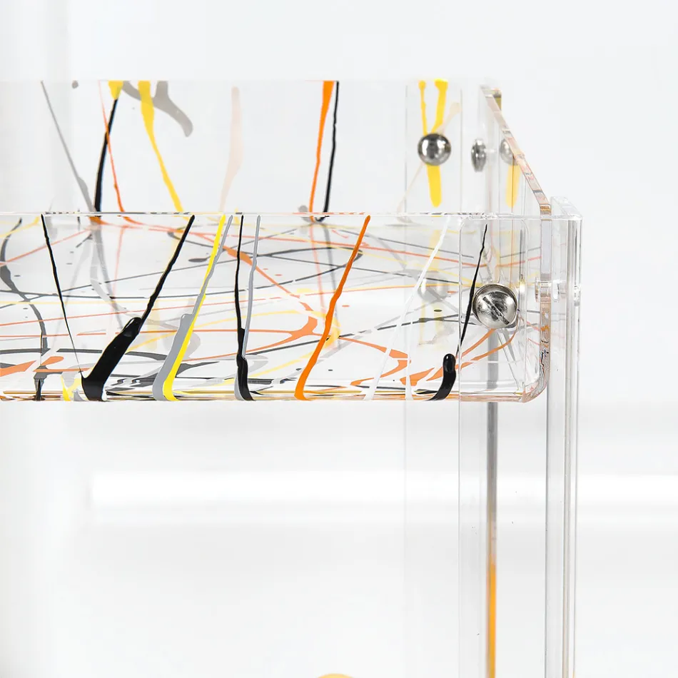 Servierwagen aus transparentem Plexiglas Made in Italy - Galatius Viadurini