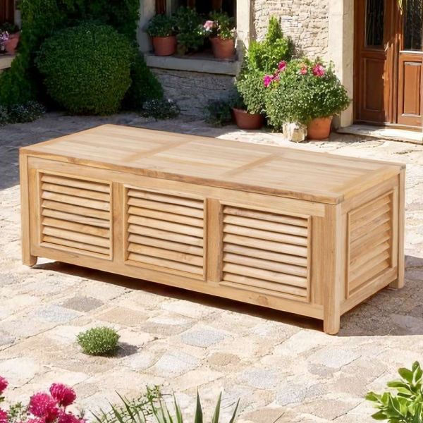 Gartentruhe aus natürlichem teakholz - hide