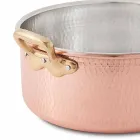 Mittelgroße Stielkasserolle aus verzinntem Kupfer mit runder Hand mit 2 Griffen 24 cm - Gianfranco Viadurini