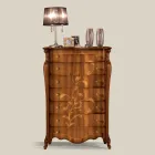 Kommode mit 7 Schubladen aus Walnussholz mit Intarsien Made in Italy - Commodus Viadurini