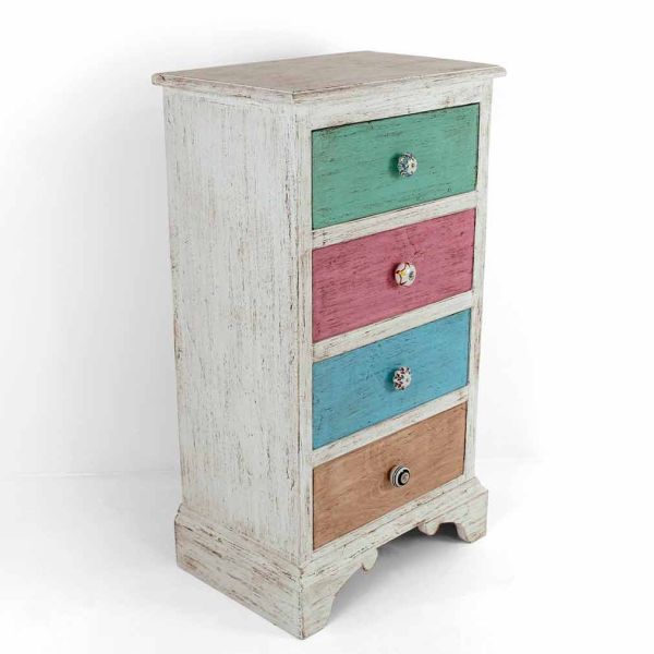 Artisan kommode mit 4 schubladen aus weißem holz made in italy - manhattan