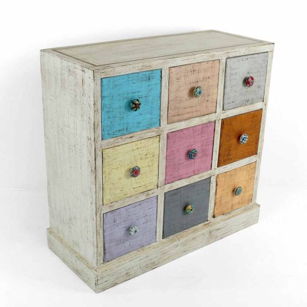 Artisan kommode aus massivholz mit 9 schubladen made in italy - pierrot