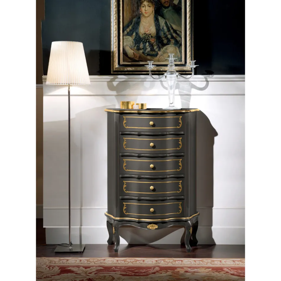 Schlafzimmerkommode mit 5 klassischen Holzschubladen Made in Italy - Leonor Viadurini