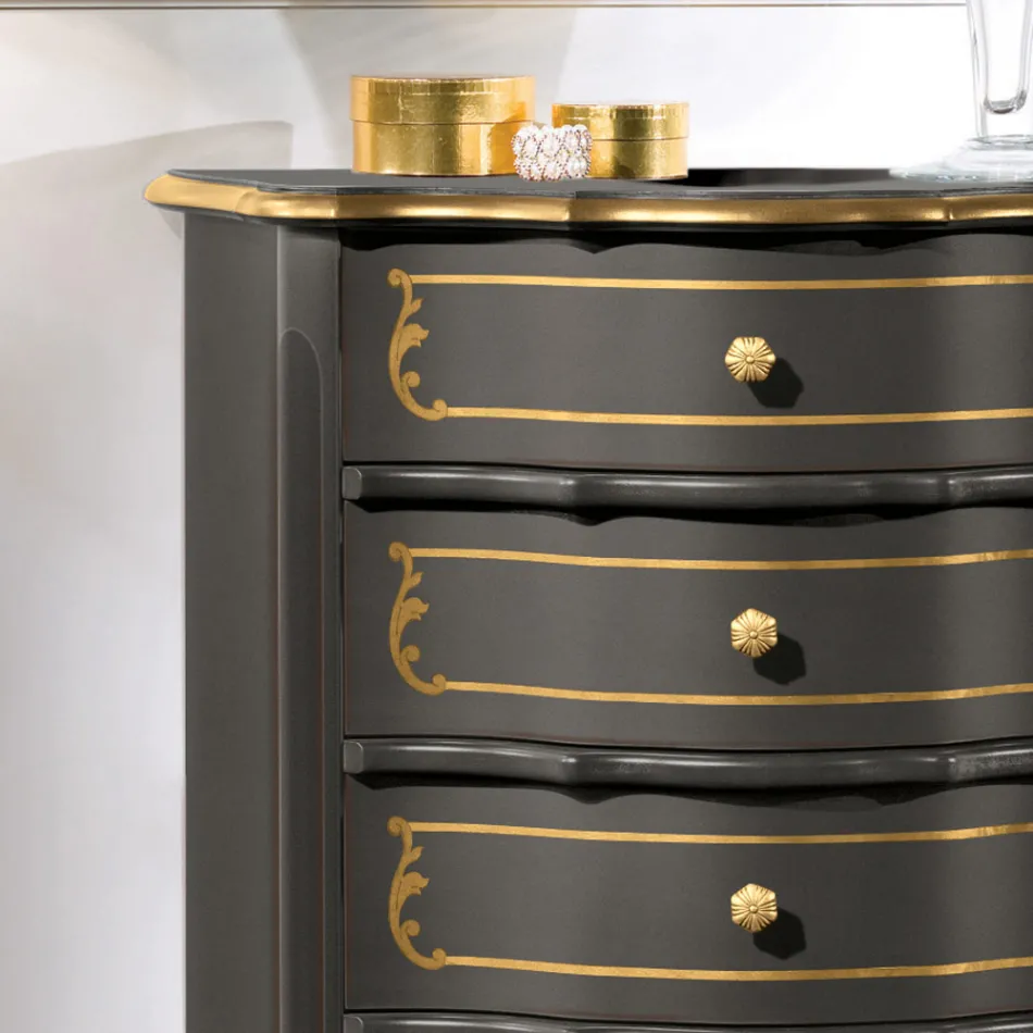 Schlafzimmerkommode mit 5 klassischen Holzschubladen Made in Italy - Leonor Viadurini