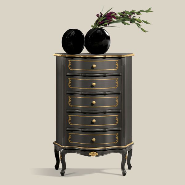 Schlafzimmerkommode mit 5 klassischen holzschubladen made in italy - leonor