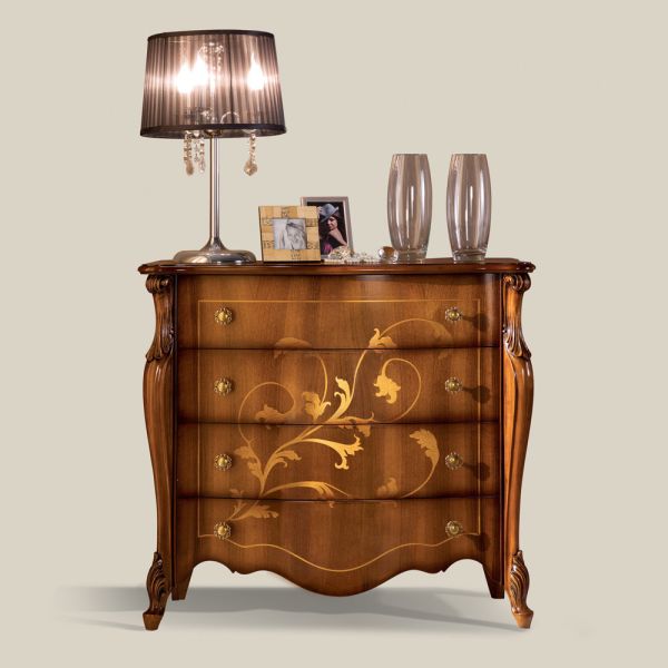 Schlafzimmerkommode aus holz mit intarsien made in italy - ottaviano