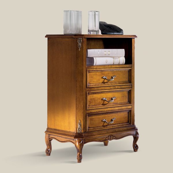 Klassische holzkommode mit 3 schubladen und fach made in italy - richard