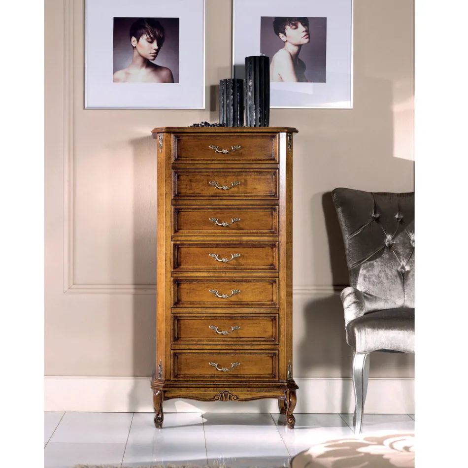 Holzkommode im klassischen Stil mit 7 oder 5 Schubladen Made in Italy - Richard Viadurini