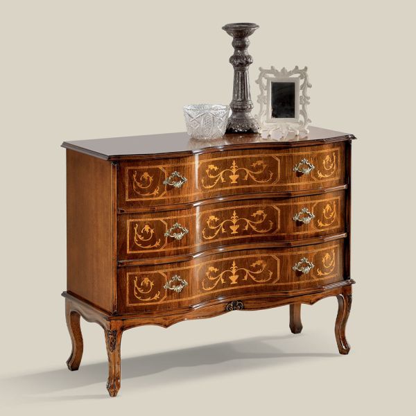 Kommode im klassischen stil aus holz mit 3 schubladen made in italy - elegant