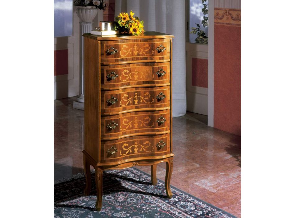 Kommode im klassischen Stil aus luxuriösem Walnussholz Made in Italy - Elegant Viadurini