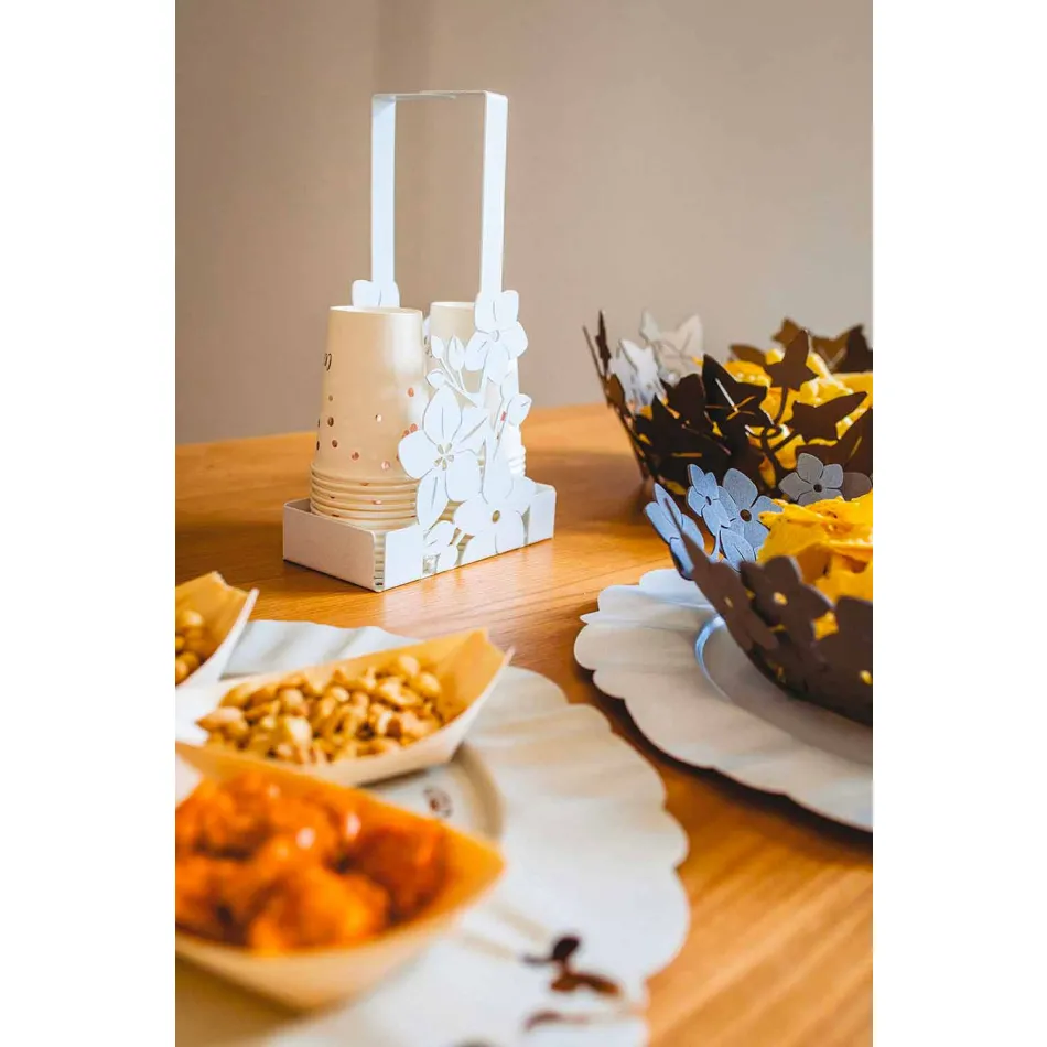 Modernes Design Floral Eisen Cup Holder Korb Made in Italy - Marken Viadurini