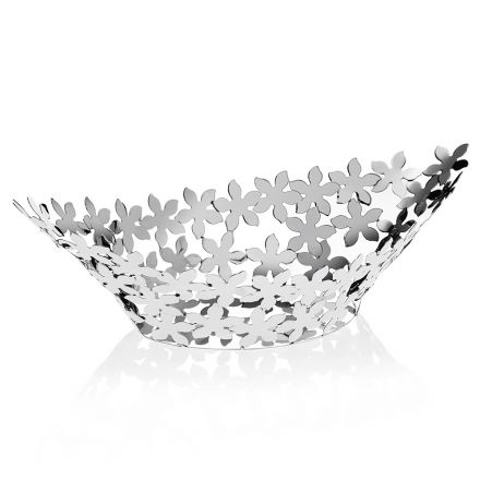 Silber Metall Brotkorb Luxus Design Blumendekorationen - Terraceo Viadurini