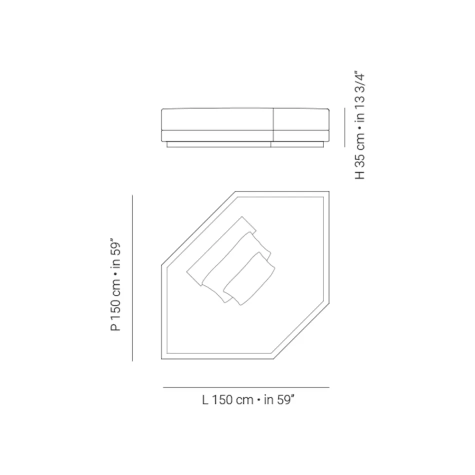 Eck-Gartenliege aus Stoff Made in Italy - Rubik Viadurini