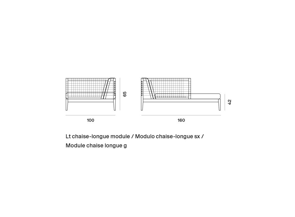 Chaiselongue für den Außenbereich in der linken Ecke aus Teakholz und WaProlace Made in Italy - Oracle Viadurini