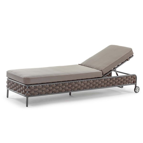 Outdoor-chaiselongue aus seil und kissen mit abnehmbaren stoffbezügen - jamaika