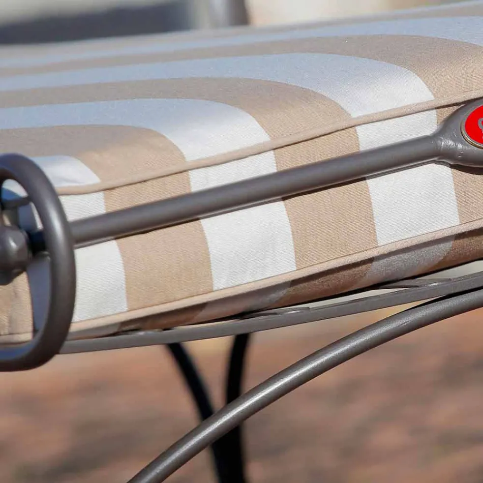 Outdoor-Chaiselongue aus Eisen und handgefertigtem Stoff Made in Italy - Relax Viadurini