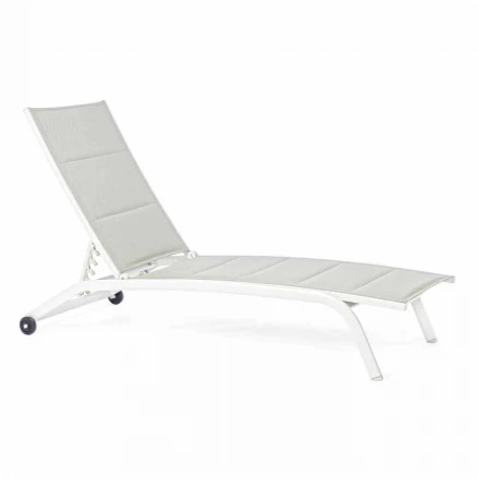 Outdoor Chaise Longue aus Textilene und Aluminium mit Rädern, 4 Stück - Babilonia Viadurini
