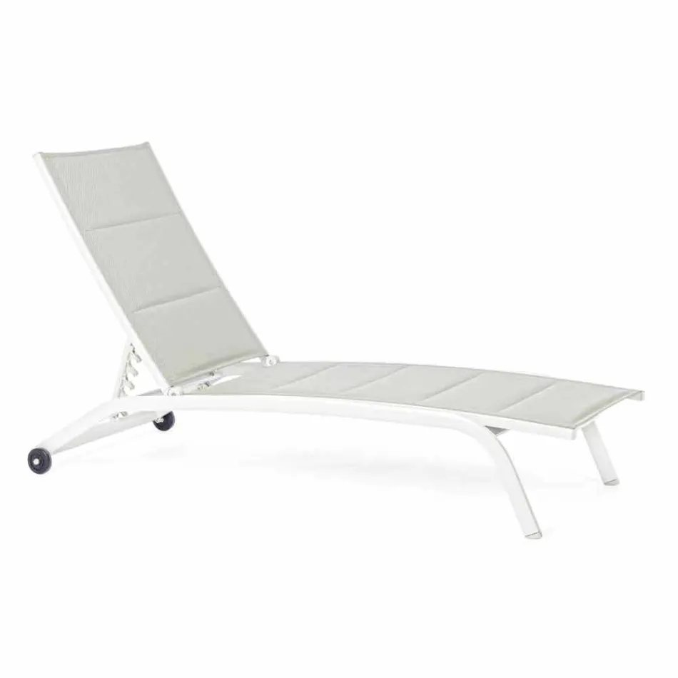 Outdoor Chaise Longue aus Textilene und Aluminium mit Rädern, 4 Stück - Babilonia Viadurini