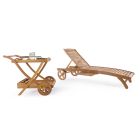 Garten-Chaiselongue aus Holz mit Designrädern für den Außenbereich – Roxen Viadurini