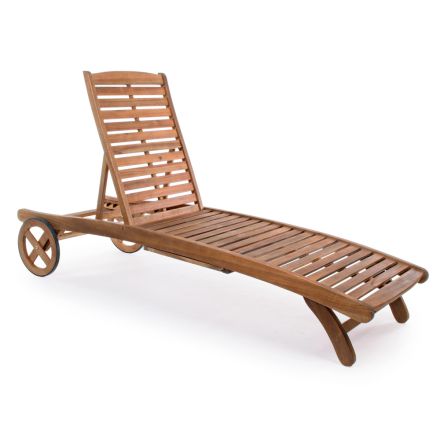 Garten-Chaiselongue aus Holz mit Designrädern für den Außenbereich – Roxen Viadurini