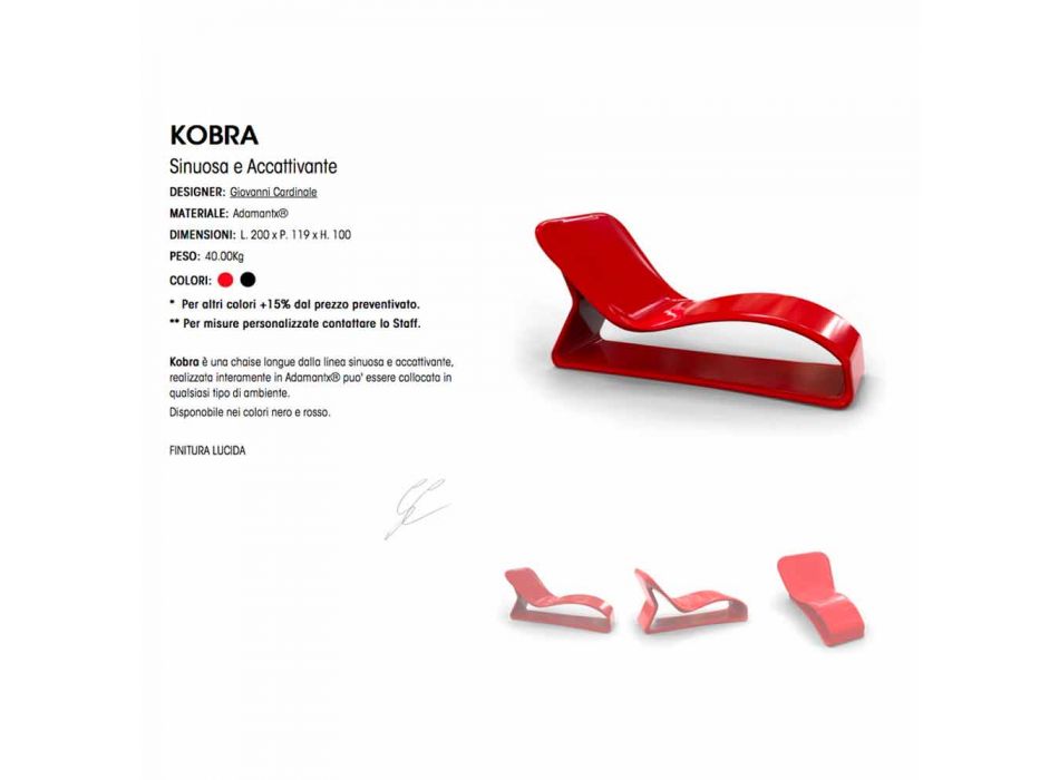 Chaiselongue Design Moderne Kobra Made in Italy