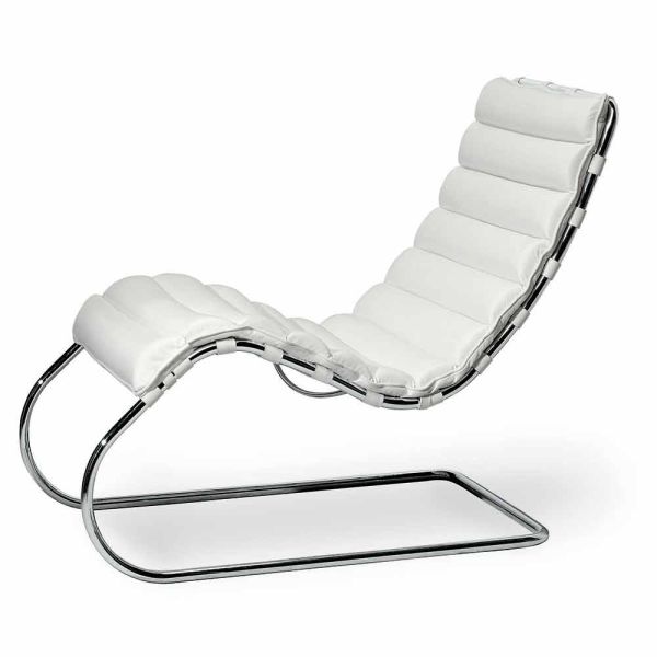 Chaiselongue aus verchromtem stahl mit ledersitz made in italy - diamond