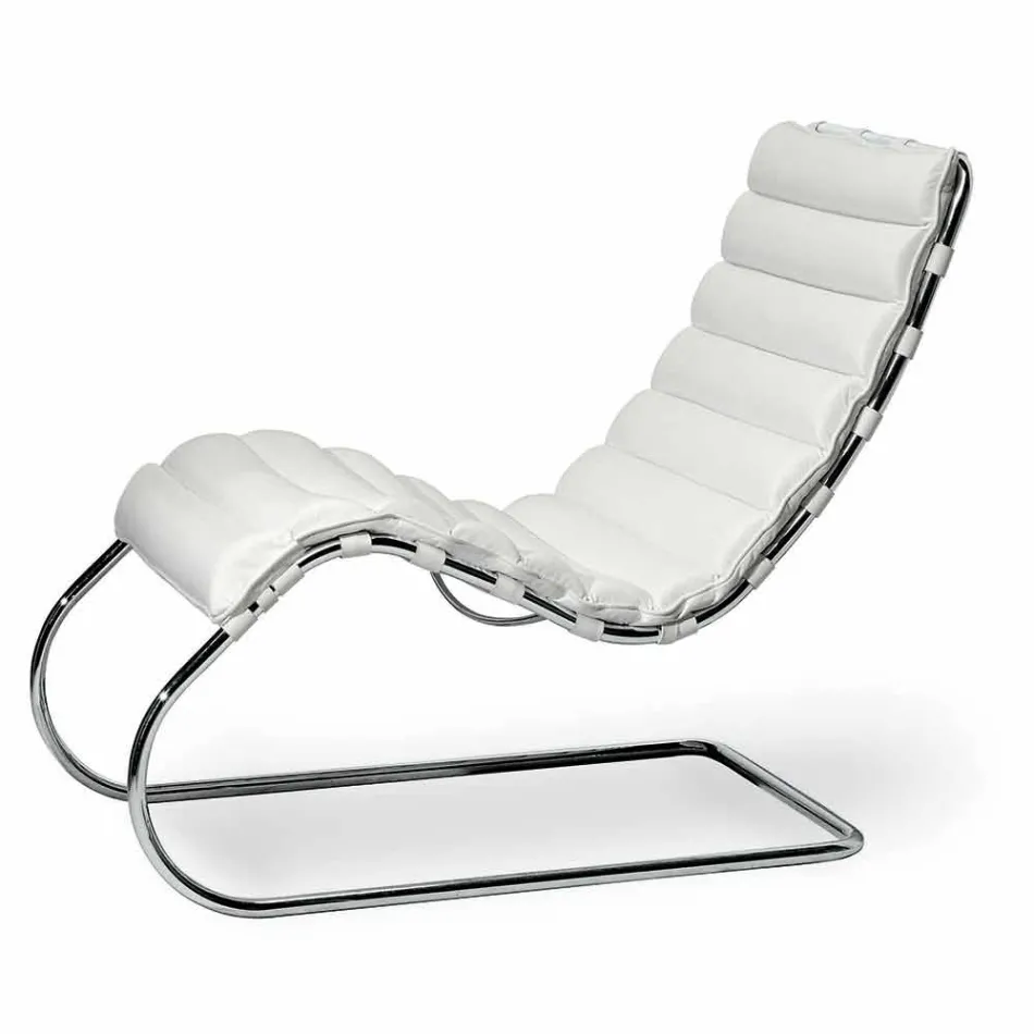 Chaiselongue aus verchromtem Stahl mit Ledersitz Made in Italy - Diamond Viadurini