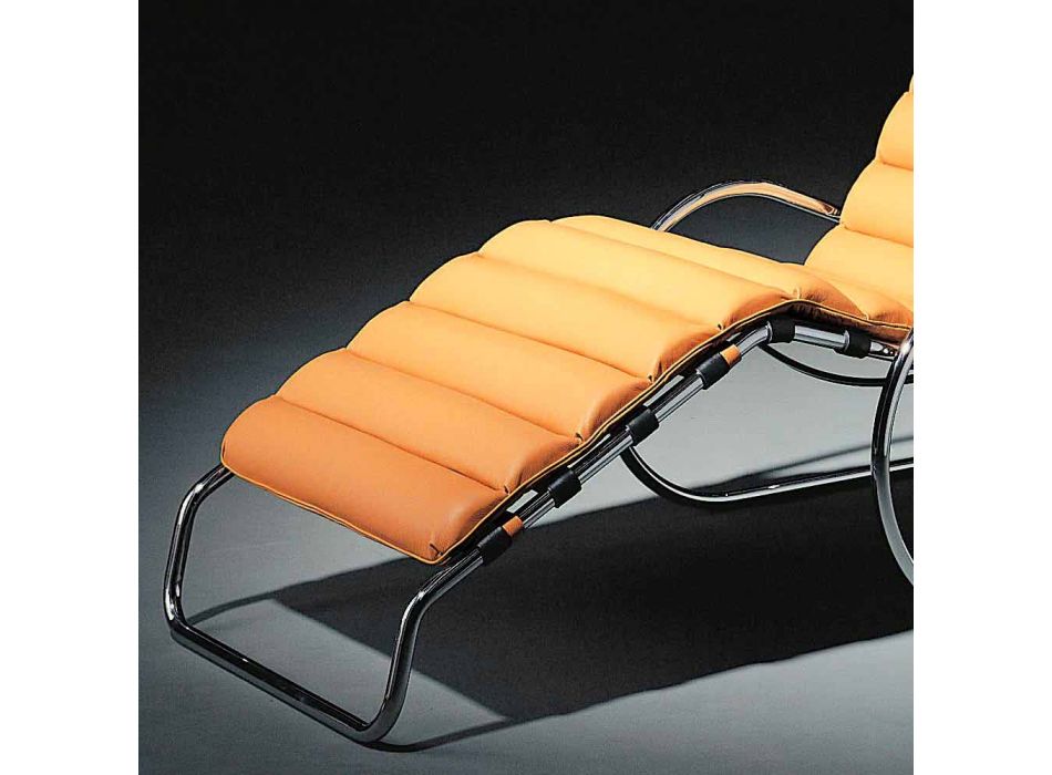 Chaiselongue aus Leder mit Gestell aus verchromtem Stahl Made in Italy - Beirut
