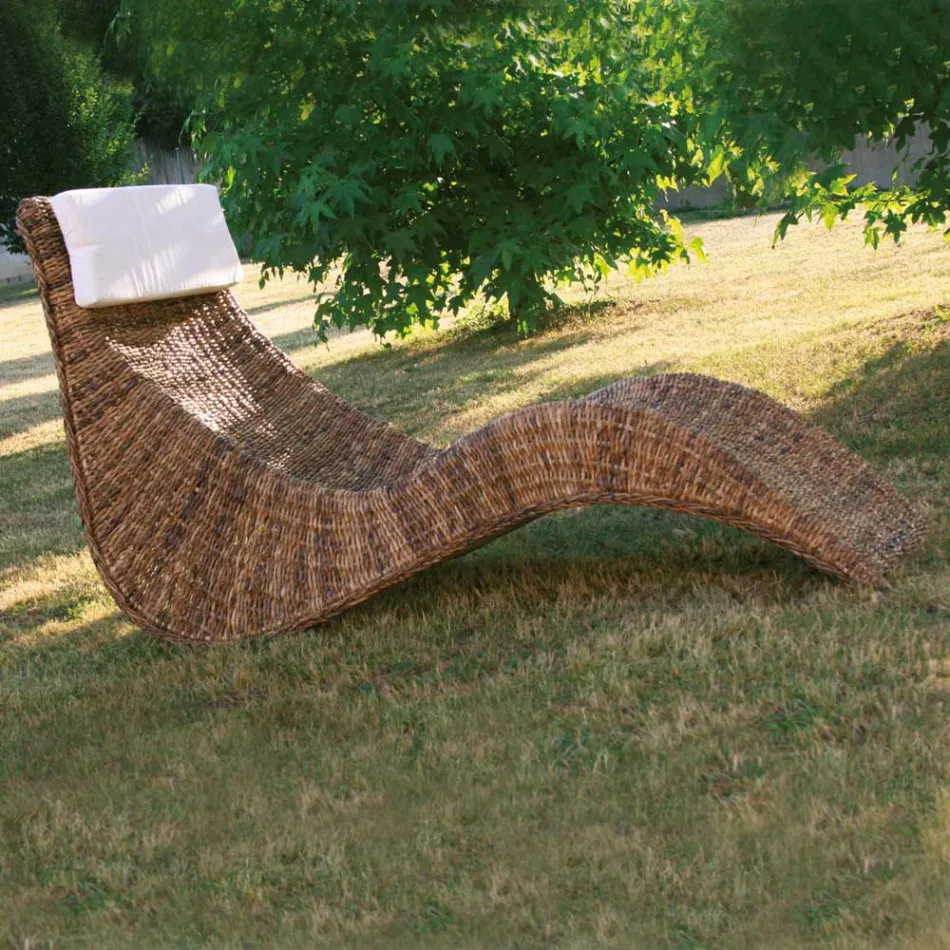 Outdoor Chaiselongue in Banana Weaving mit Kopfstütze - Jolanda Viadurini