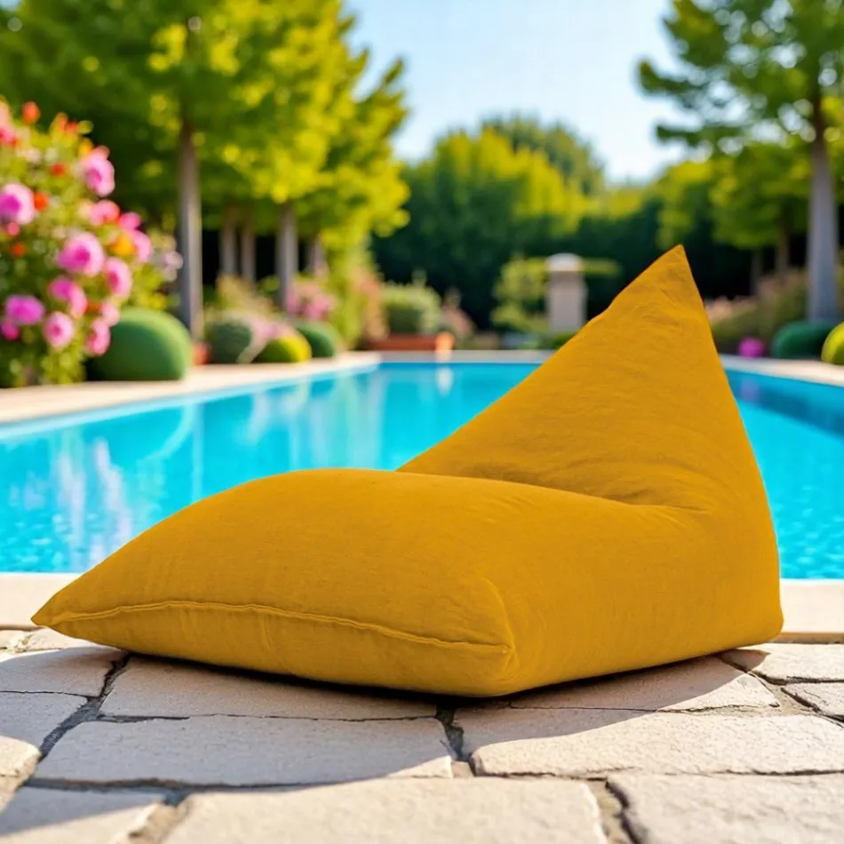 Chaiselongue für den Garten aus safranfarbenem Outdoor-Stoff - Maestrale Viadurini
