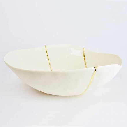 Schalen aus weißem Porzellan und Blattgold Italienisches Luxus-Design - Cicatroro Viadurini