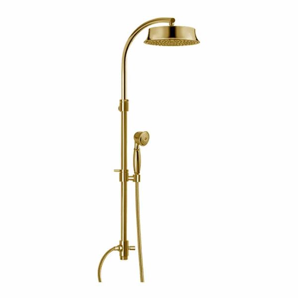 Klassische messing-duschsäule mit rundem duschkopf made in italy - yari