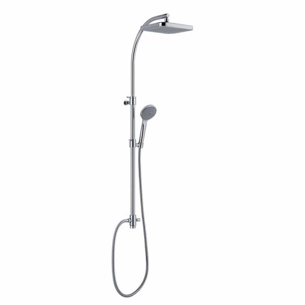 Duschsäule mit umsteller und quadratischem duschkopf made in italy - silber