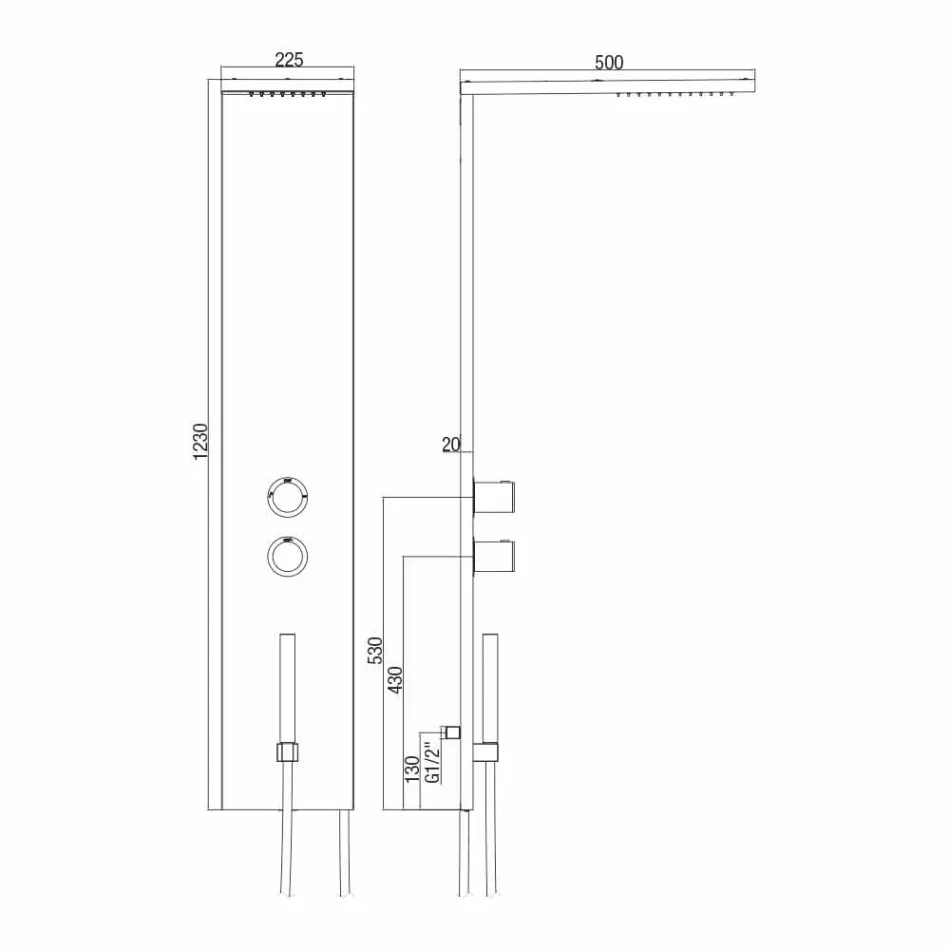 Thermostatische Wandduschsäule aus verchromtem Edelstahl Made in Italy - Pampo Viadurini